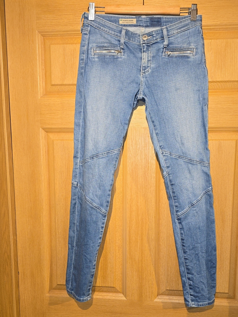 AG Adriano Goldschmied Light Blue Skinny Jeans with Zip Details